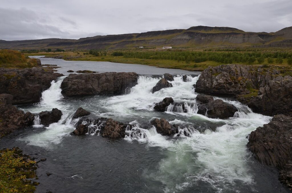 Glanni waterfall on the Norðurá river next to the Glanni golf course